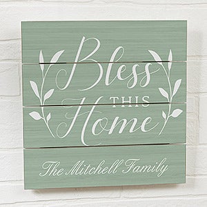 Bless This House 12x12 Personalized Wood Plank Sign