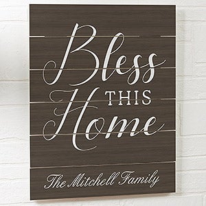 Bless This House 16x20 Personalized Wood Plank Sign