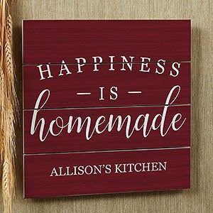 Happiness Is Homemade 12x12 Personalized Wood Plank Sign