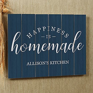 Happiness Is Homemade 16x20 Personalized Wood Plank Sign