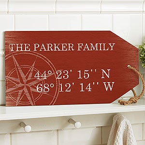 Latitude Longitude Personalized Wood Shelf Decor