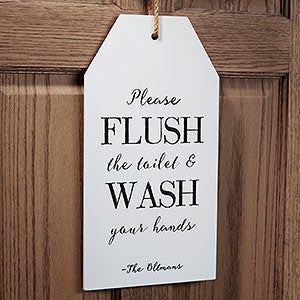 Personalized Funny Bathroom Wall Art Wood Tags