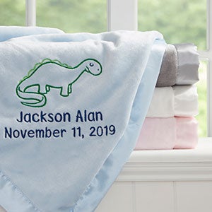 Blue Embroidered Baby Blanket - Lovable Characters