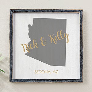 State Pride Personalized Blackwashed Wood Wall Art - 12x12