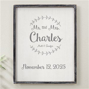 Mr & Mrs Personalized Blackwashed Wood Wall Art - 14x18