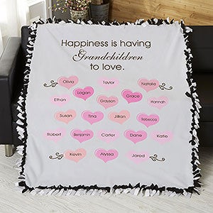 Happiness Is... Personalized 50x60 Tie Blanket