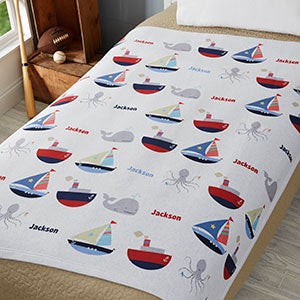 Boats & Ships Personalized 50x60 Sweatshirt Blanket for Boys