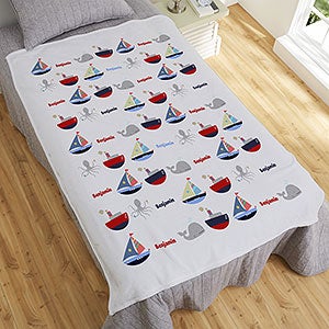 Boats & Ships Personalized 50x60 Fleece Blanket for Boys