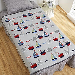 Boats & Ships Personalized 56x60 Woven Throw for Boys