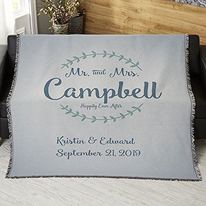 Mr. & Mrs. Personalized Wedding & Anniversary 50x60 Woven Throw