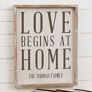 Love Begins At Home 14x18 Custom Barnwood Wall Art