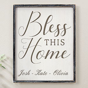 Bless This Home Personalized Blackwashed Wood Wall Art- 14x18