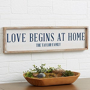 Personalized Barnwood Wall Art - Love Begins At Home