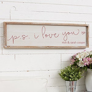 P.S. I Love You Personalized Barnwood Frame Wall Art