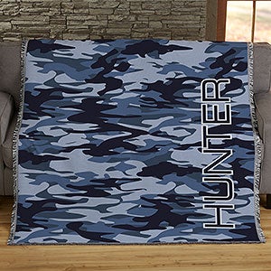 Personalized 50x60 Woven Throw Camo Blanket