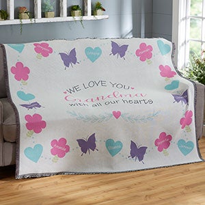 All Our Hearts Personalized Woven Throw