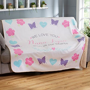 All Our Hearts Personalized 50x60 Sherpa Blanket