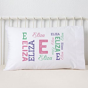 Personalized Kids' Pillowcases - Repeating Girl Name