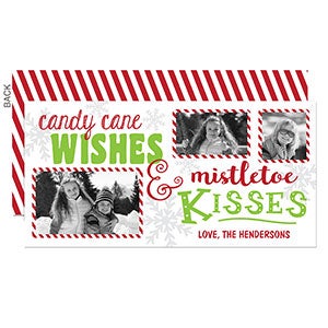 Candy Cane Wishes Holiday Postcard  - Set of 15