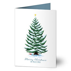 Personalized Christmas Cards - Evergreen Christmas - Set of 15