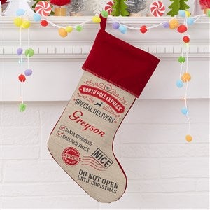 Special Delivery Personalized Burgundy Christmas Stocking