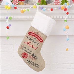 Special Delivery Personalized Ivory Christmas Stocking