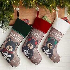 Personalized Christmas Stockings - Holiday Bear Family