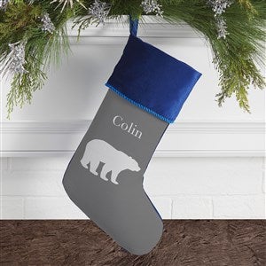 Winter Silhouette Personalized Blue Christmas Stockings