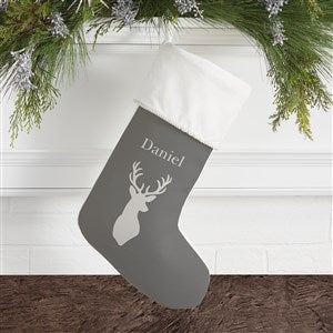 Winter Silhouette Personalized Ivory Trim Christmas Stockings