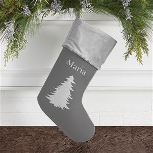 Winter Silhouette Personalized Grey Christmas Stockings