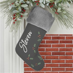 Cozy Christmas Personalized Christmas Grey Faux Fur Stocking