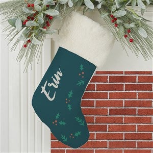 Cozy Christmas Personalized Christmas Ivory Faux Fur Stocking