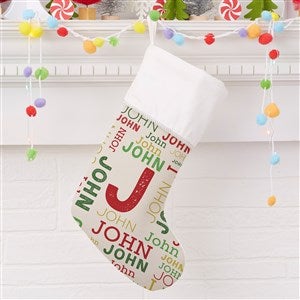 Name & Monogram Ivory Christmas Stocking