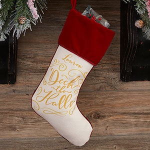 Holiday Carols Personalized Burgundy Christmas Stocking