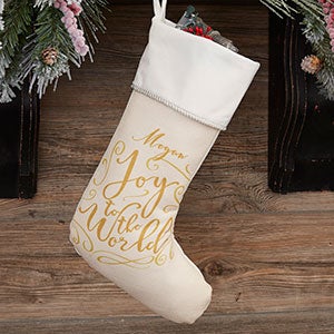 Holiday Carols Personalized Ivory Christmas Stocking