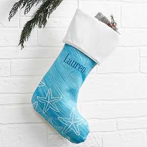 Coastal Home Personalized Ivory Christmas Stocking