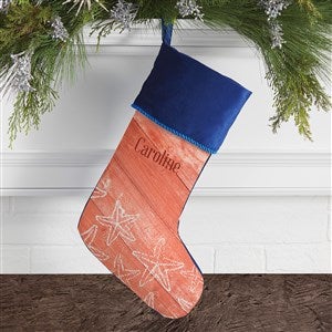 Coastal Home Personalized Blue Christmas Stocking