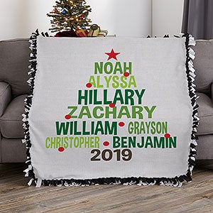 Christmas Family Tree Personalized 50x60 Tie Blanket