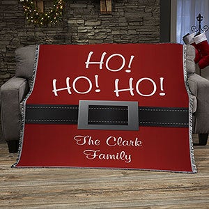 Santa Belt Personalized 50x60 Woven Throw Blanket