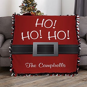 Santa Belt Personalized 50x60 Tie Blanket