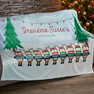 Reindeer Family 50x60 Personalized Fleece Blanket