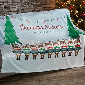 Reindeer Family 60x80 Personalized Fleece Blanket