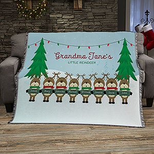 Reindeer Family Personalized Woven Throw