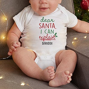 Dear Santa Personalized Baby Bodysuit - Infant 12 Months - Pink