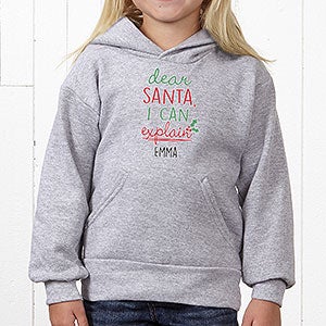 Dear Santa Personalized Kids Sweatshirt - Youth Large (12/14) - Black