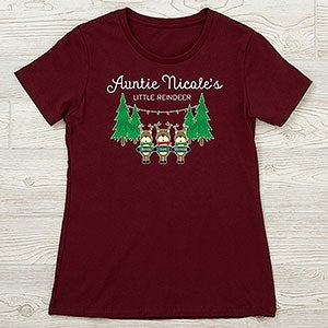 Reindeer Family Personalized Next Level Ladies Fitted Tee - Ladies Fitted Small - White