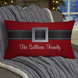 Santa Belt Personalized Lumbar Throw Pillow