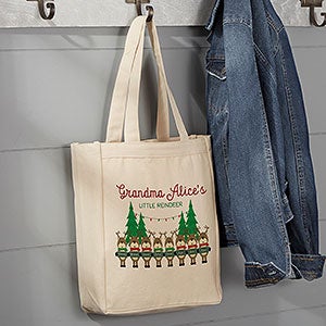 Reindeer Family Personalized Small Canvas Tote Bag