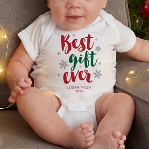 Best Gift Ever Personalized Christmas Baby Bodysuit - Infant 12 Months - Navy