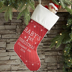 Baby's First Christmas Personalized Ivory Christmas Stocking